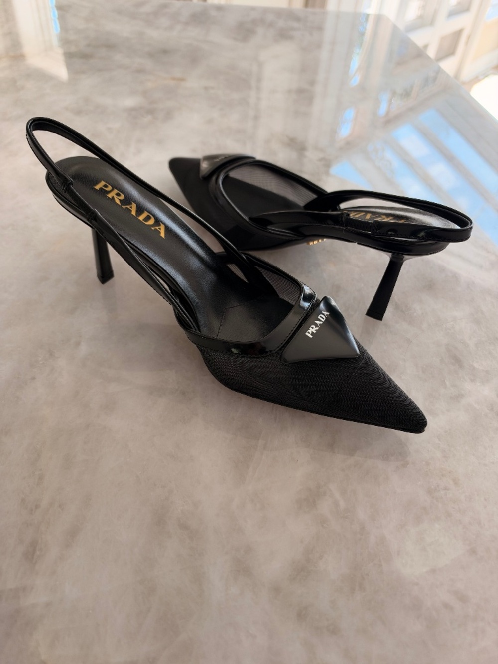 Prada mesh slingback pumps - black EU Size 41